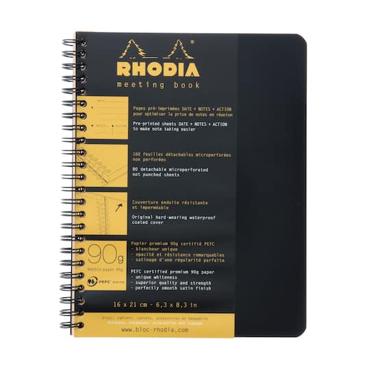 Rhodia&#xAE; Black Meeting Book, 6.5&#x22; x 8.25&#x22;